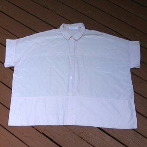 Everlane Size 10 (L) 100% Silk "The Clean Silk Short-sleeve Square Shirt"